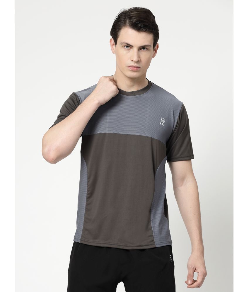     			DAFABFIT Polyester Regular Fit Colorblock Half Sleeves Men's T-Shirt - Navy ( Pack of 1 )