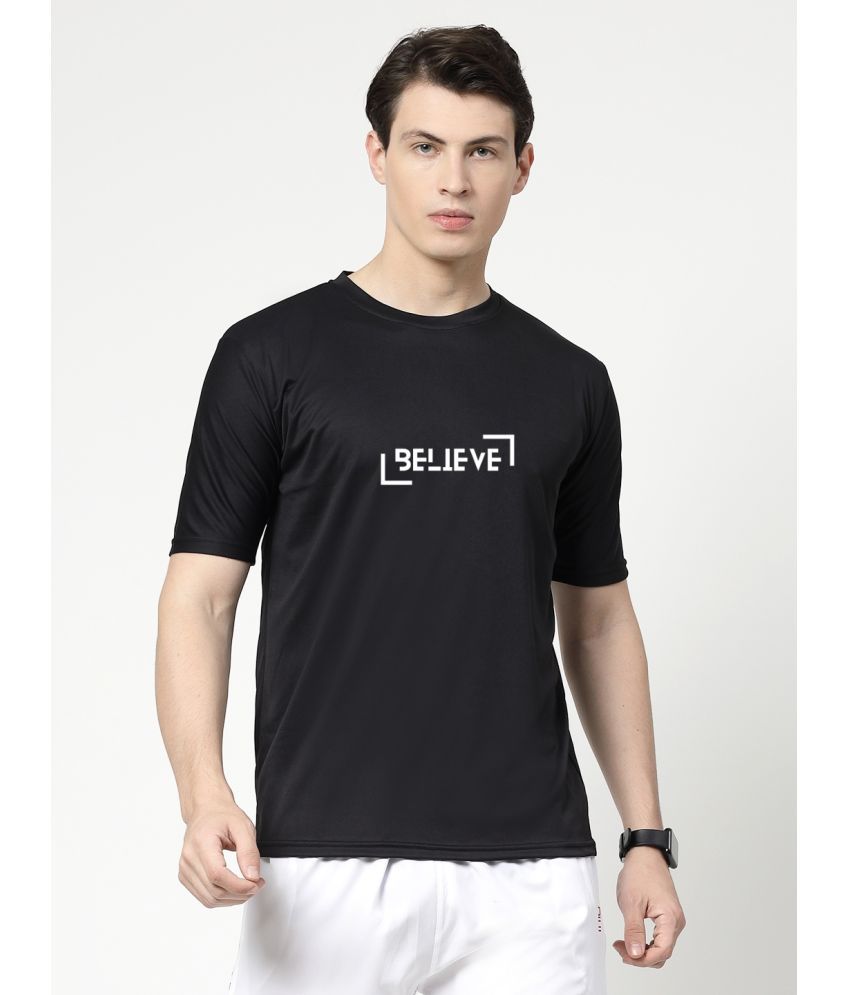     			DAFABFIT Polyester Regular Fit Printed Half Sleeves Men's T-Shirt - Black ( Pack of 1 )