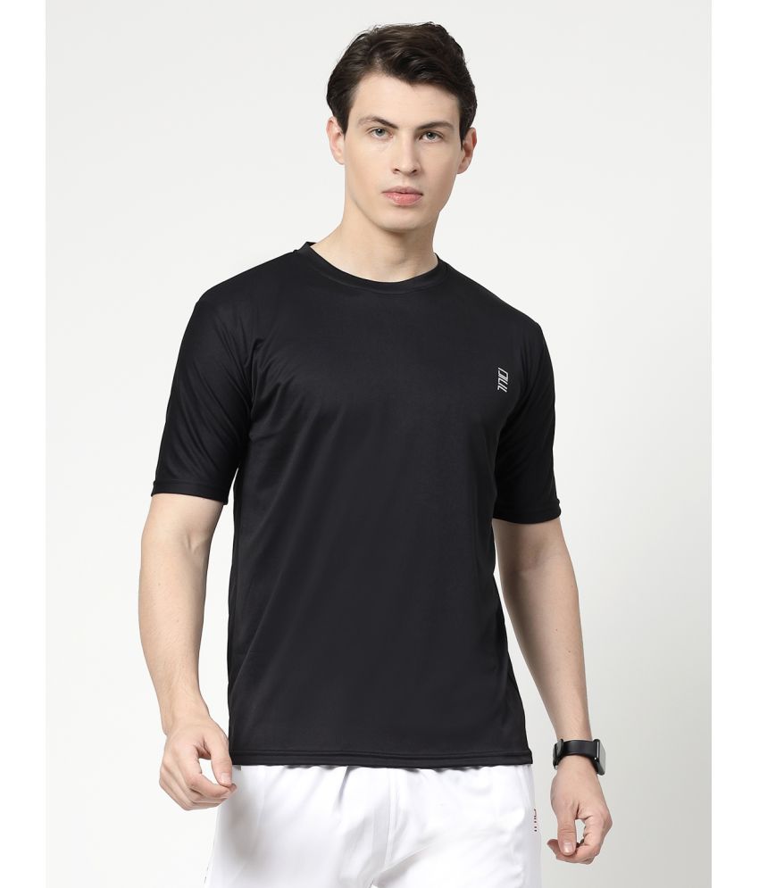     			DAFABFIT Polyester Regular Fit Solid Half Sleeves Men's T-Shirt - Black ( Pack of 1 )
