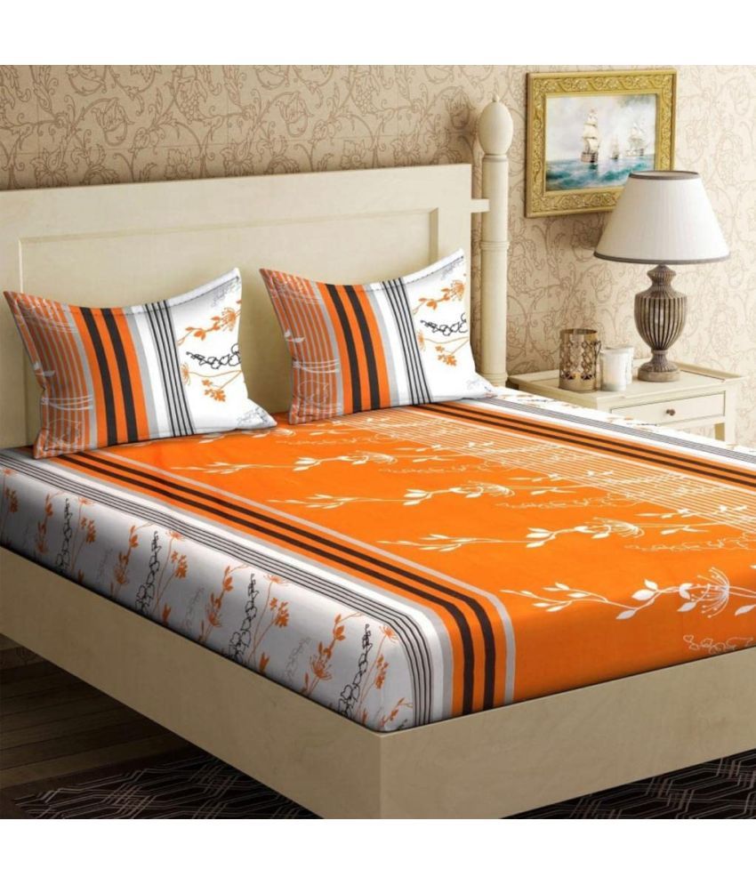     			Decent Home Microfiber Floral Double Bedsheet with 2 Pillow Covers - Multicolor