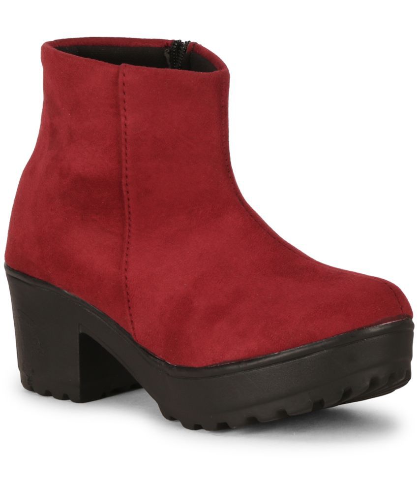     			Ishransh - Red Women's Ankle Length Boots