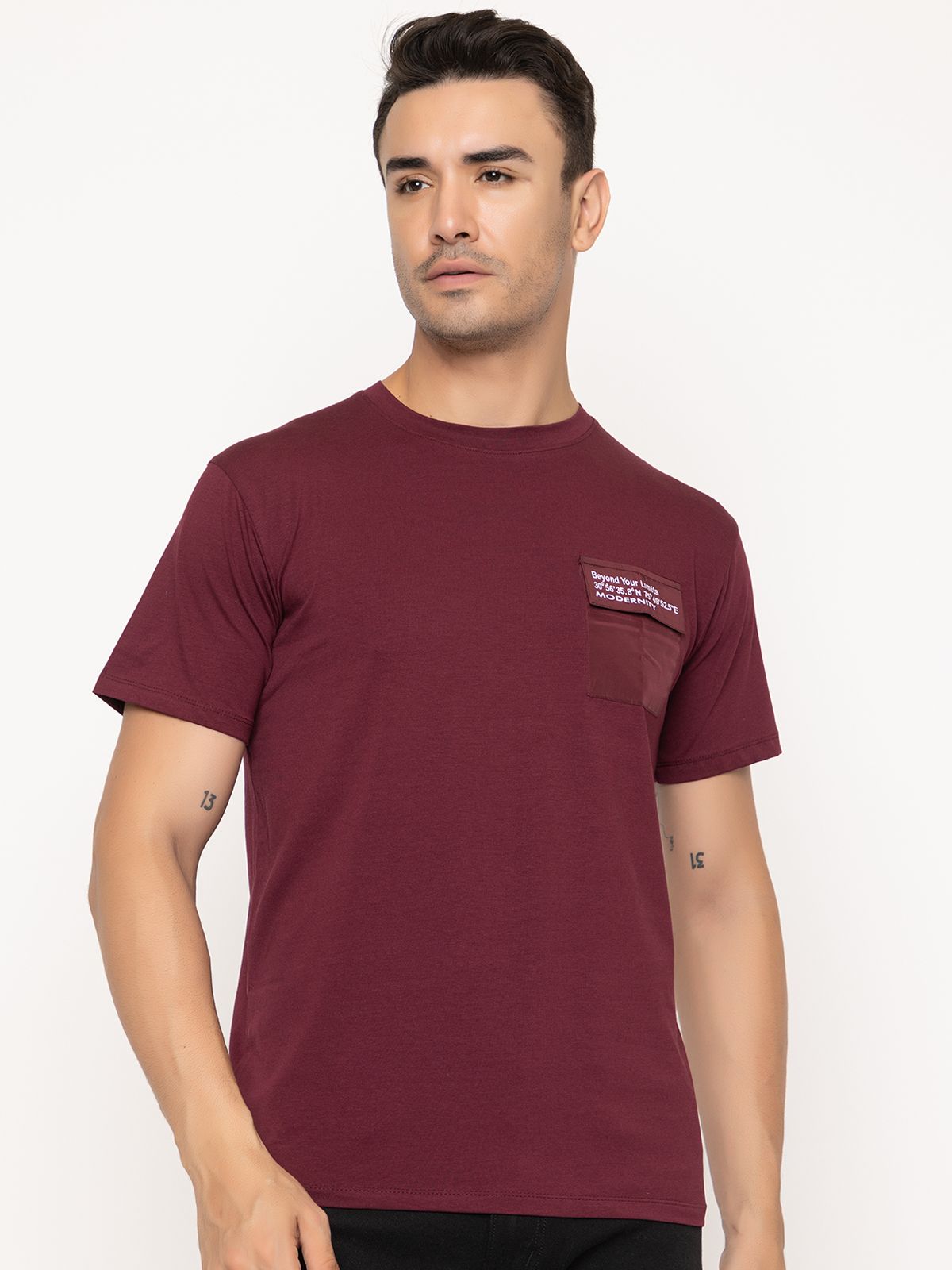     			MODERNITY Cotton Regular Fit Printed Half Sleeves Men's T-Shirt - Maroon ( Pack of 1 )