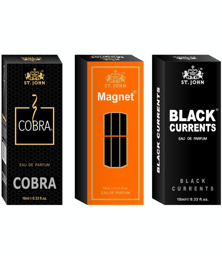     			St. John - Cobra ,Black Current & Magnet Perfume 10ml Each Eau De Parfum (EDP) For Men 30 ( Pack of 3 )