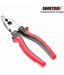 SnokTool 8 inch Combination Pliers With Attractive Red &amp; Black Dual Colour Insulation &amp; Heat-Treated Hardened Cutting Blade