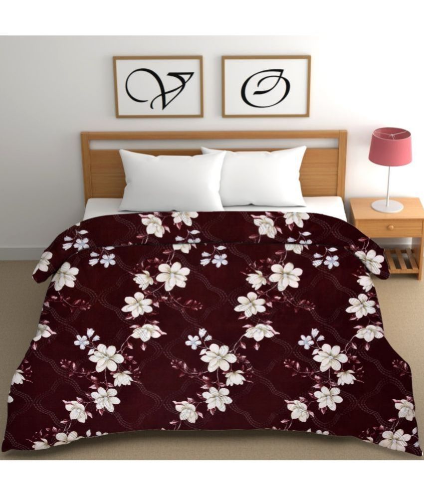     			CG HOMES Cotton Floral Double Comforter ( 220 x 220 ) - Brown