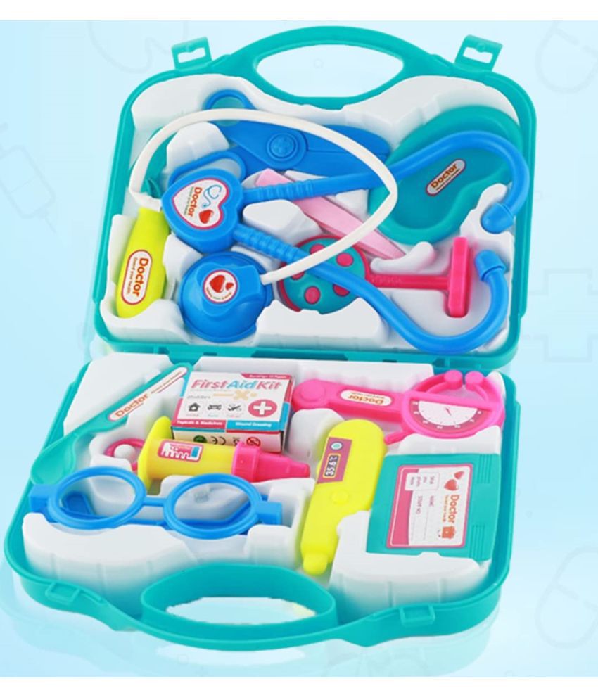     			Fratelli Pretend Play Doctor with Foldable Suitcase, Compact Medical Accessories Pretend Play | Game Toy Kit for 3 + Year Kids, Boys and Girls (Suitcase Doctor Set Blue - Economy)