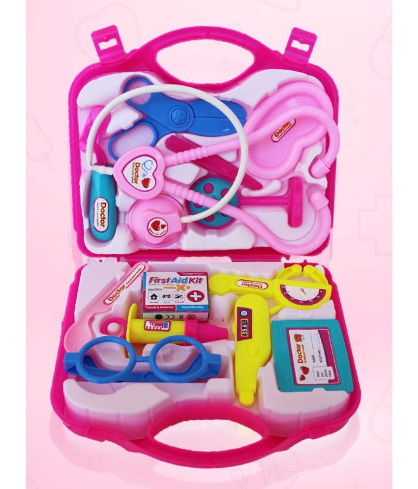     			Fratelli Pretend Play Doctor with Foldable Suitcase, Compact Medical Accessories Pretend Play | Game Toy Kit for 3 + Year Kids, Boys and Girls (Suitcase Doctor Set Pink - Economy)