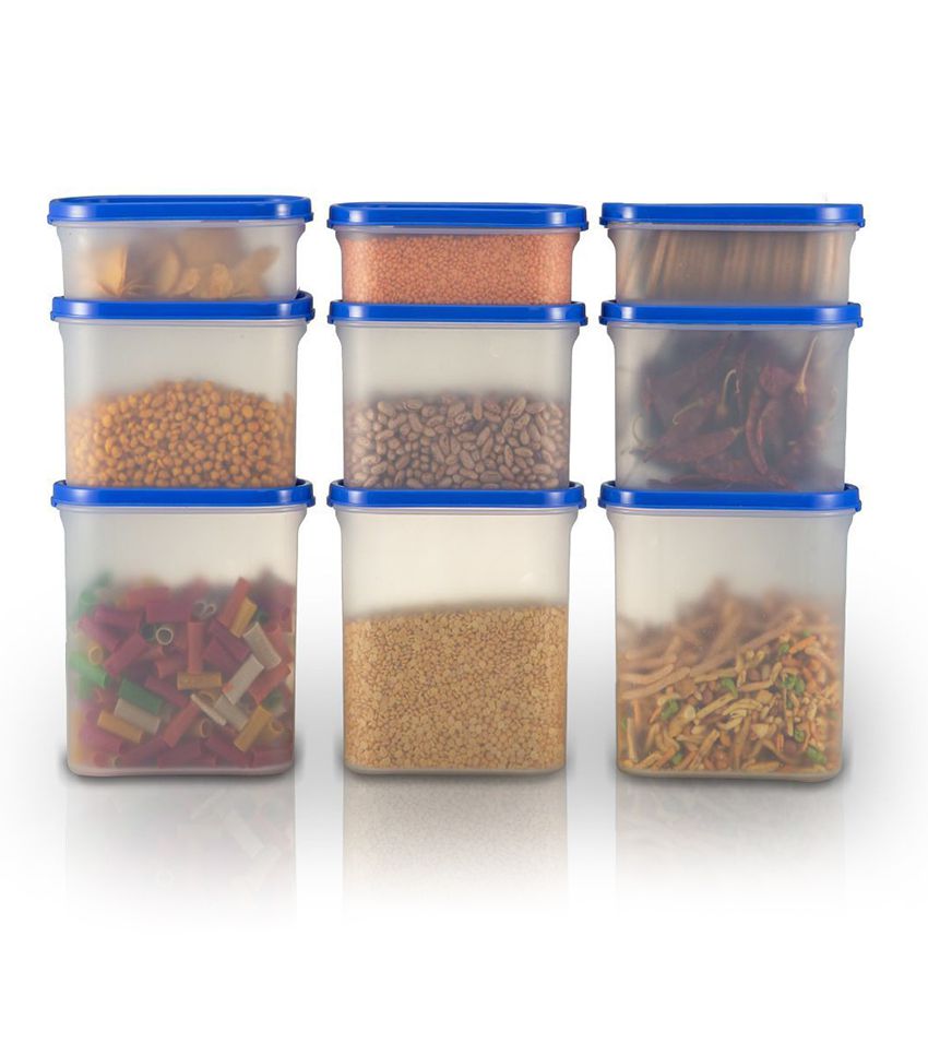     			HOMETALES - Grocery/Food/Pasta Polyproplene Navy Blue Dal Container ( Set of 9 )