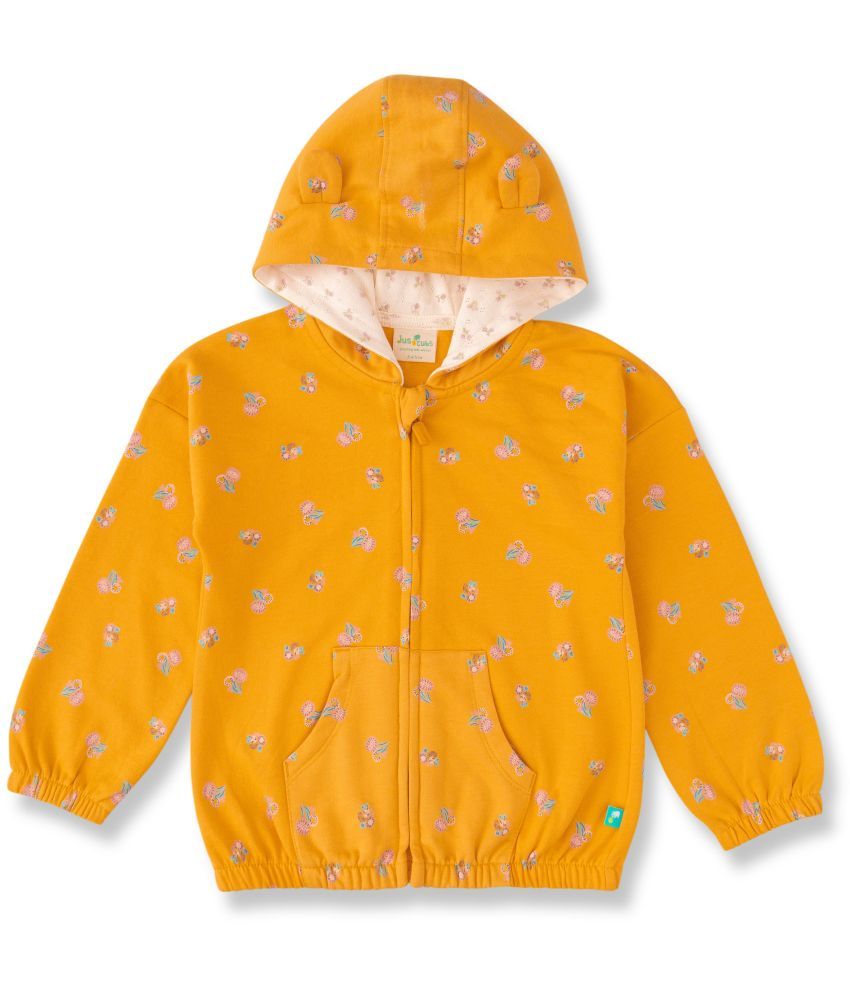     			JusCubs Girls Fleece Toddlers All Over Print Hoody - Yellow (Pack of 1)