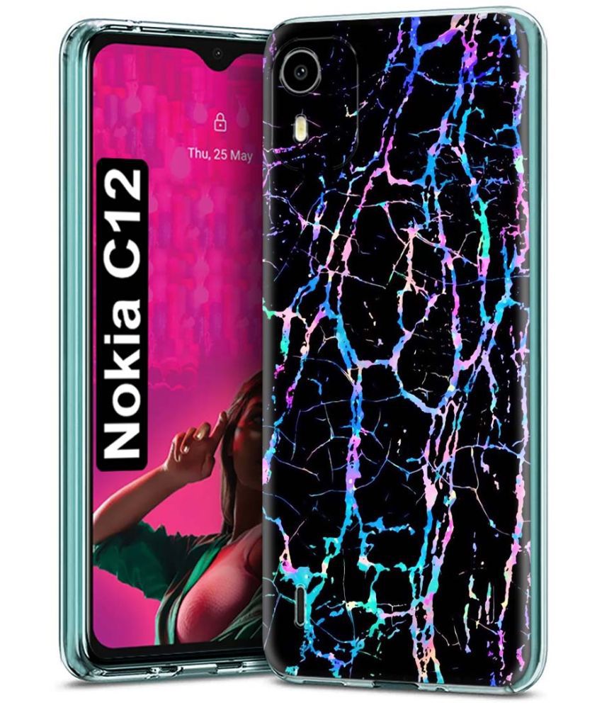     			NBOX - Multicolor Printed Back Cover Silicon Compatible For Nokia C12 ( Pack of 1 )