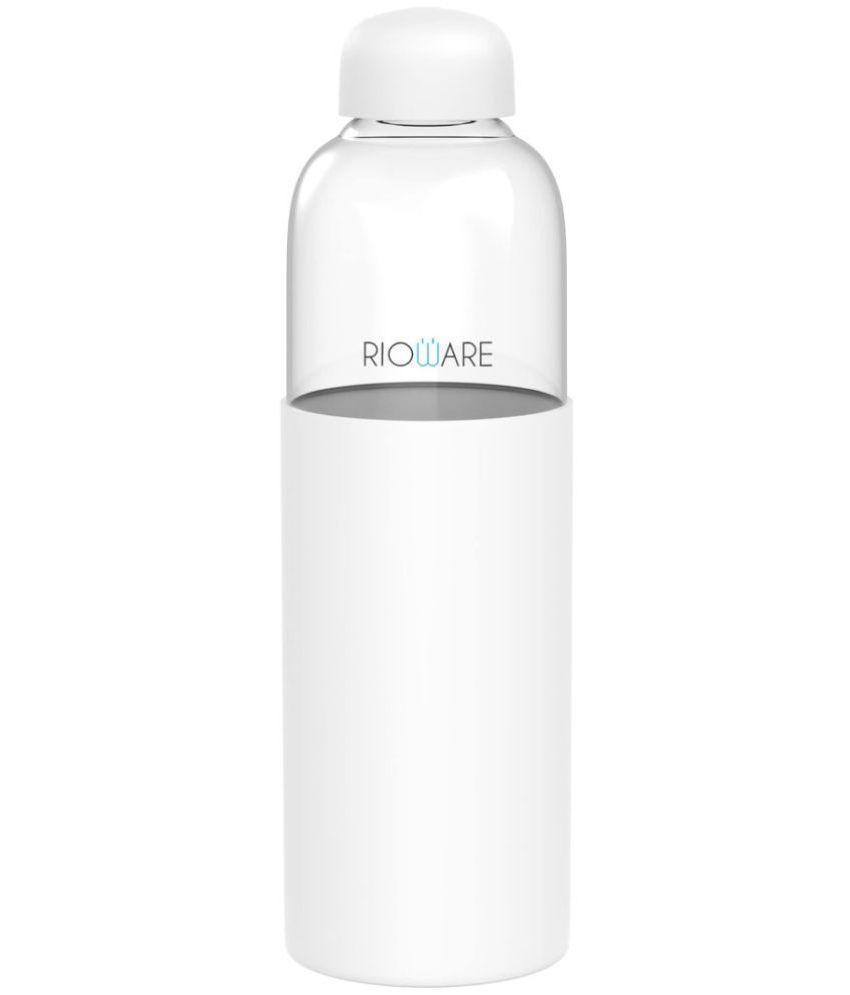     			Rioware Riobuzz Borosilicate Glass Water Bottle White Water Bottle 550 mL ( Set of 1 )