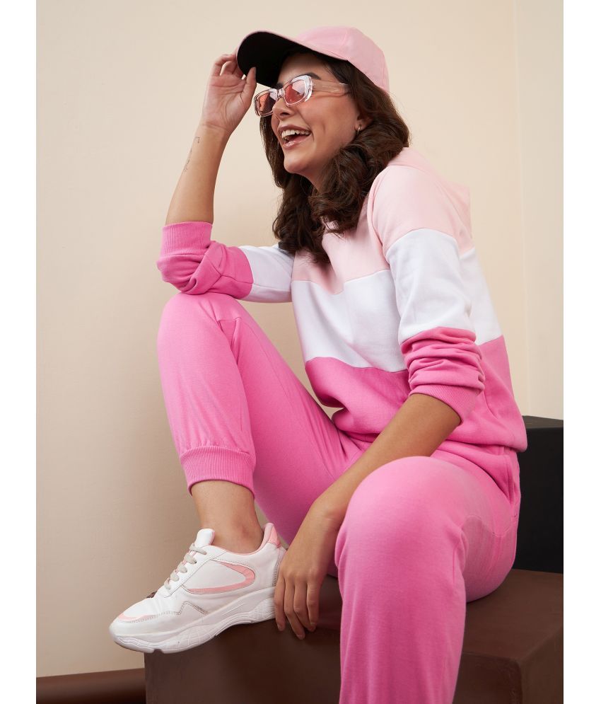     			StyleStone Pink Fleece Colorblock Tracksuit - Pack of 1