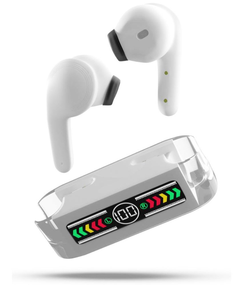     			VEhop Max Bluetooth True Wireless (TWS) In Ear 30 Hours Playback Low Latency,Powerfull bass IPX4(Splash & Sweat Proof) White