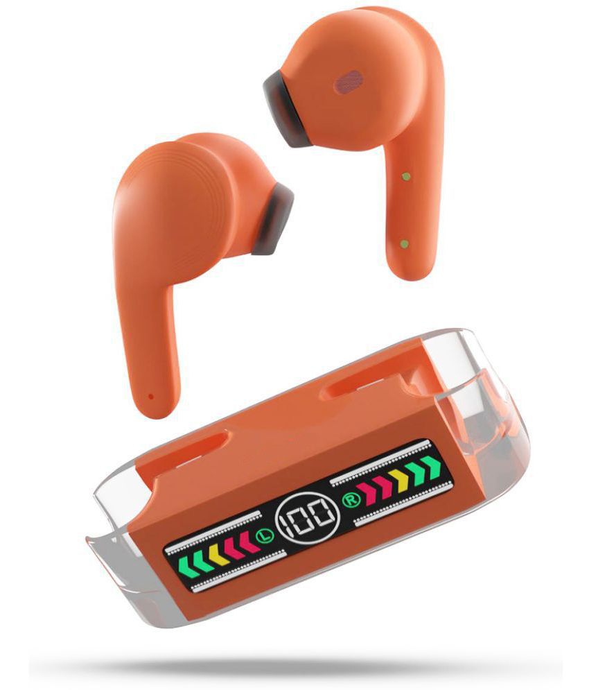     			VEhop Max Bluetooth True Wireless (TWS) In Ear 30 Hours Playback Powerfull bass,Low Latency IPX4(Splash & Sweat Proof) Orange