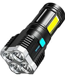 DHSMART light 500 Meter 4 LED+COB Metal Polish Block Rechargeable Poweful Flashlight Torch 1 no.s