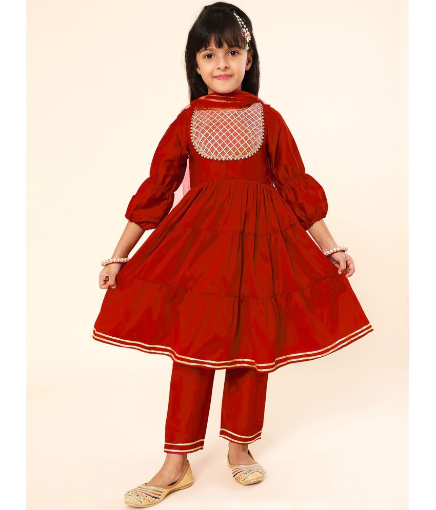     			A.T.U.N. Maroon Polyester Girls Kurta and Pant Set ( Pack of 1 )