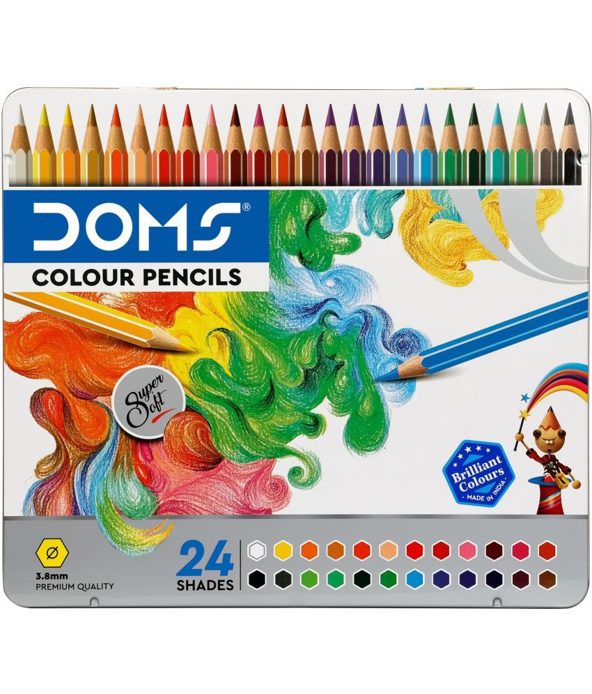     			DOMS FSC Flat Tin Round Shaped Color Pencils (Set of 1, Multicolor)