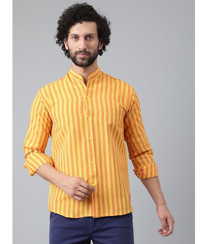     			KLOSET By RIAG 100% Cotton Regular Fit Striped Full Sleeves Men's Casual Shirt - Mustard ( Pack of 1 )