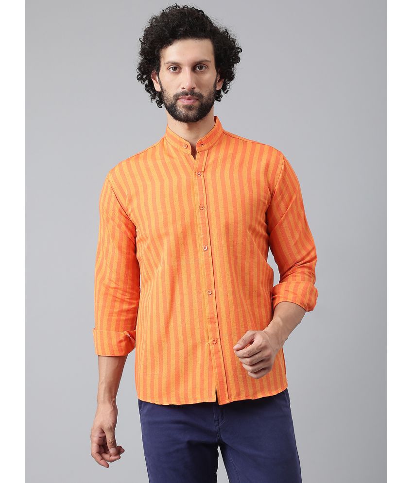    			KLOSET By RIAG 100% Cotton Regular Fit Striped Full Sleeves Men's Casual Shirt - Orange ( Pack of 1 )