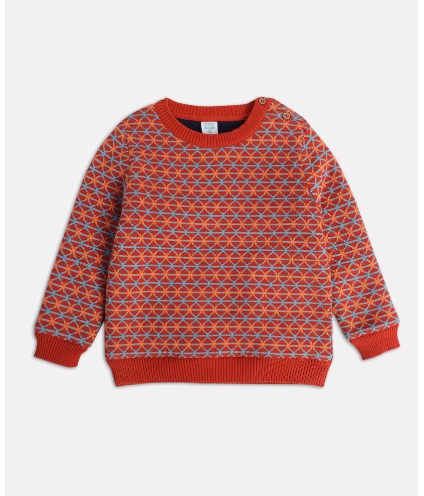     			MINI KLUB Orange Cotton Boy's Pullover Sweaters ( Pack of 1 )