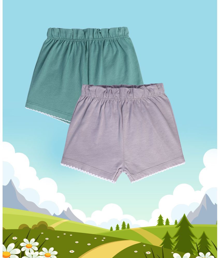     			MINIKLUB LILAC/ DULL GREEN SHORTS For NEW BORN AND BABY GIRLS