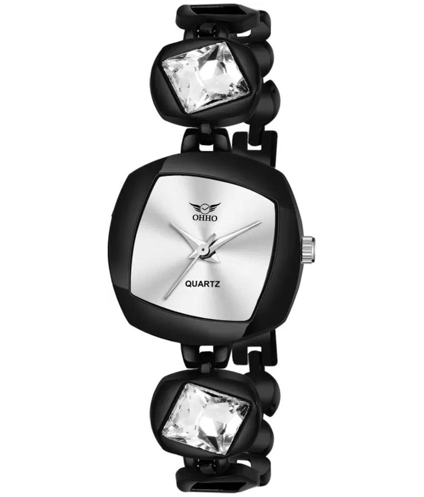     			OHHO Black Metal Analog Womens Watch