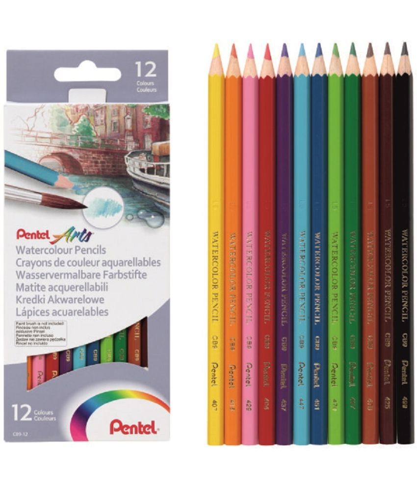     			PENTEL Arts Series Soft Pre-Sharpened 12 Shades Watercolor Pencils Set | Non-Toxic Hexagonal Shaped Color Pencils (Set of 12, Multicolor)