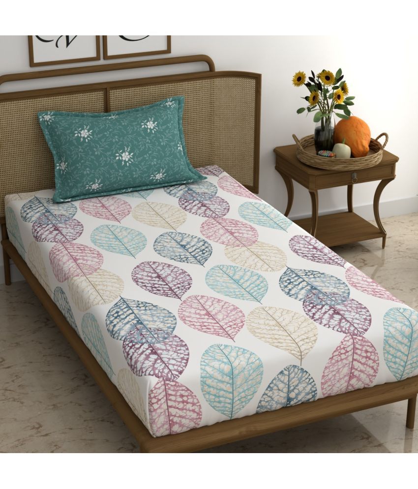     			chhavi india Poly Cotton Abstract Single Bedsheet with 1 Pillow Cover - Multicolor