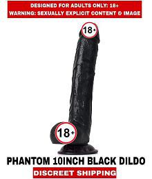 FEMALE ADULT Sex Toys PANTOM 10 INCH SOLID and SMOOTH REALSTIC SILICON BLACK DILDO With SUCTION CUP BASE For Women