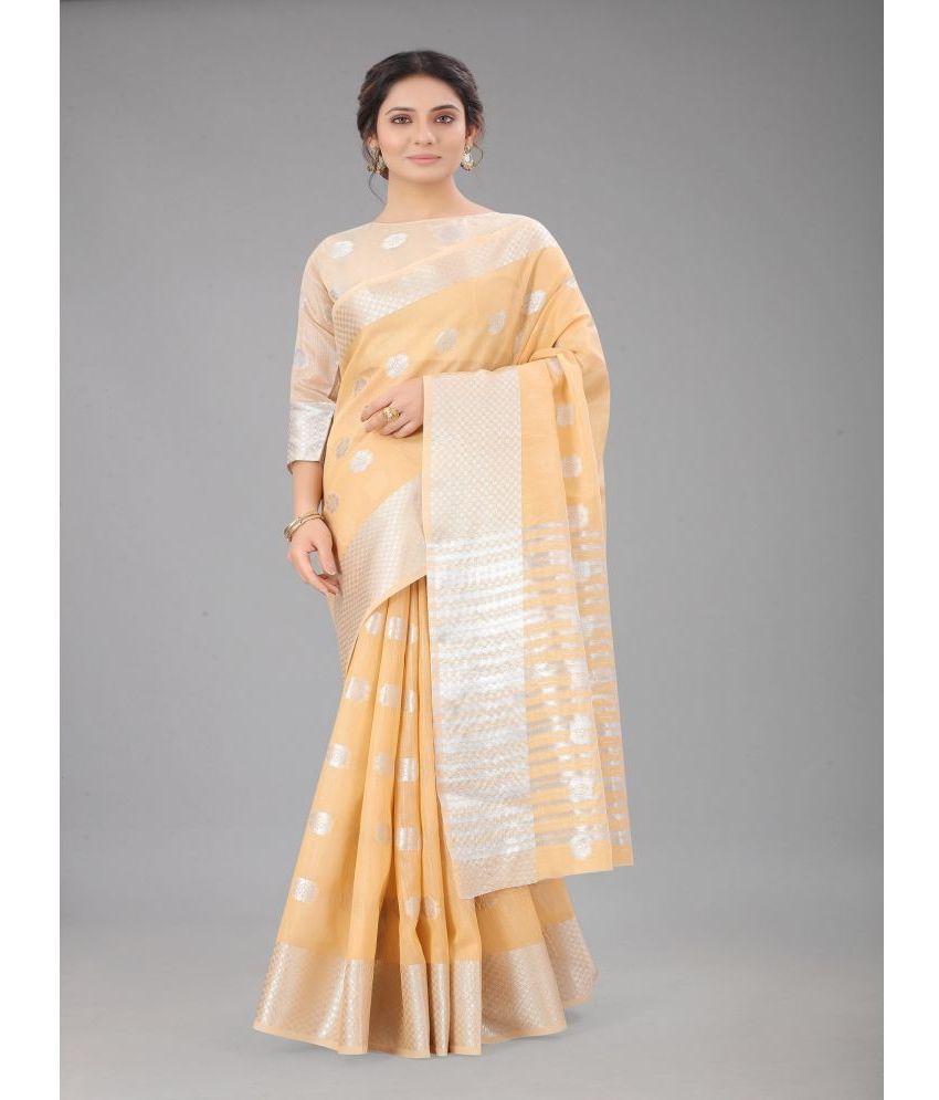     			Aika Cotton Silk Embroidered Saree With Blouse Piece - Tan ( Pack of 1 )