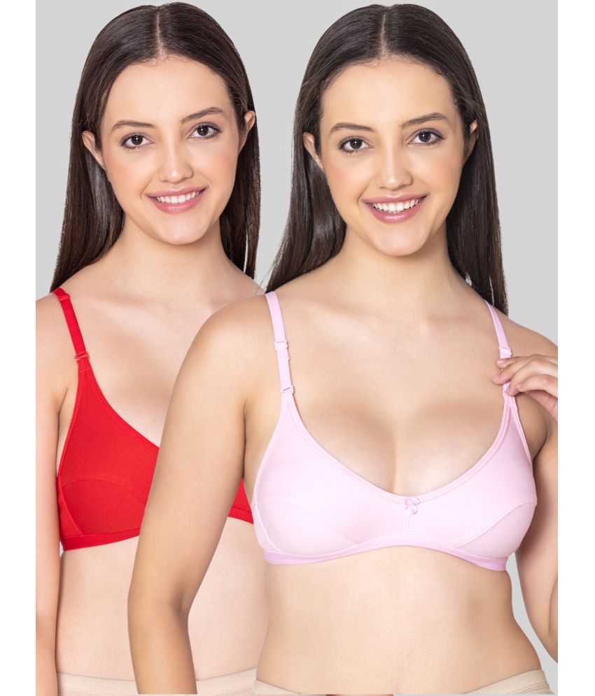     			Bodycare Red Cotton Blend Lightly Padded Women's Everyday Bra ( Pack of 2 )