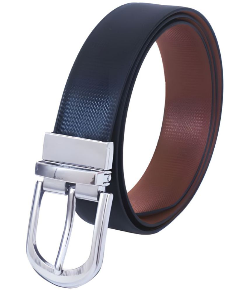     			FITKNOT - Black Faux Leather Men's Reversible Belt ( Pack of 1 )