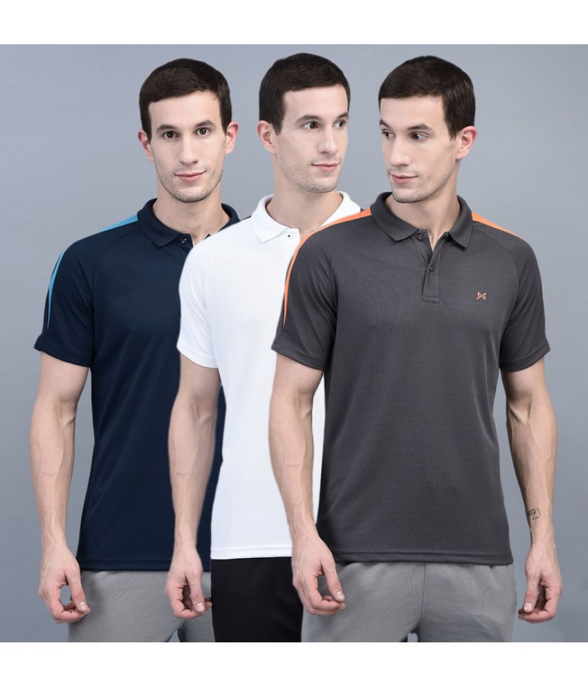    			Force NXT Polyester Regular Fit Solid Half Sleeves Men's Polo T Shirt - Multicolor ( Pack of 3 )
