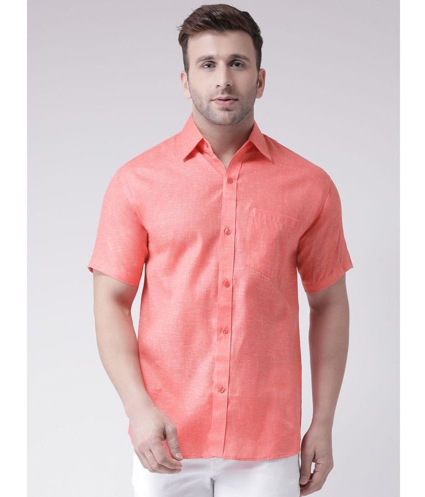     			KLOSET By RIAG 100% Cotton Regular Fit Self Design Half Sleeves Men's Casual Shirt - Peach ( Pack of 1 )