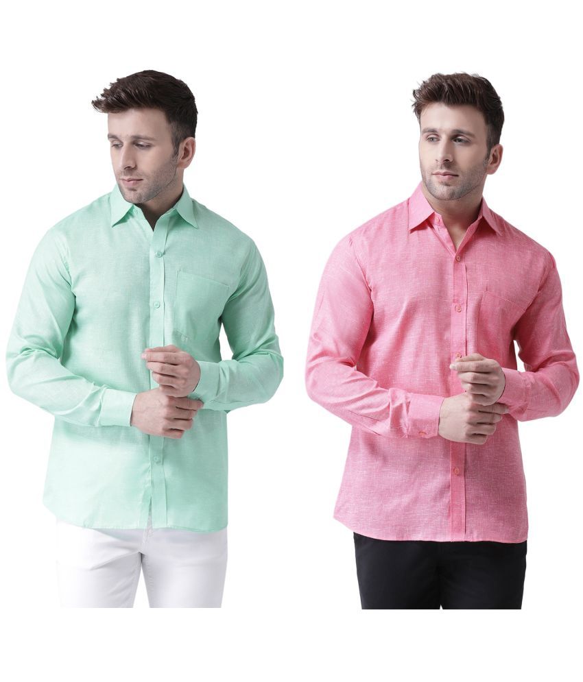     			KLOSET By RIAG 100% Cotton Regular Fit Solids Full Sleeves Men's Casual Shirt - Fluorescent Pink ( Pack of 2 )