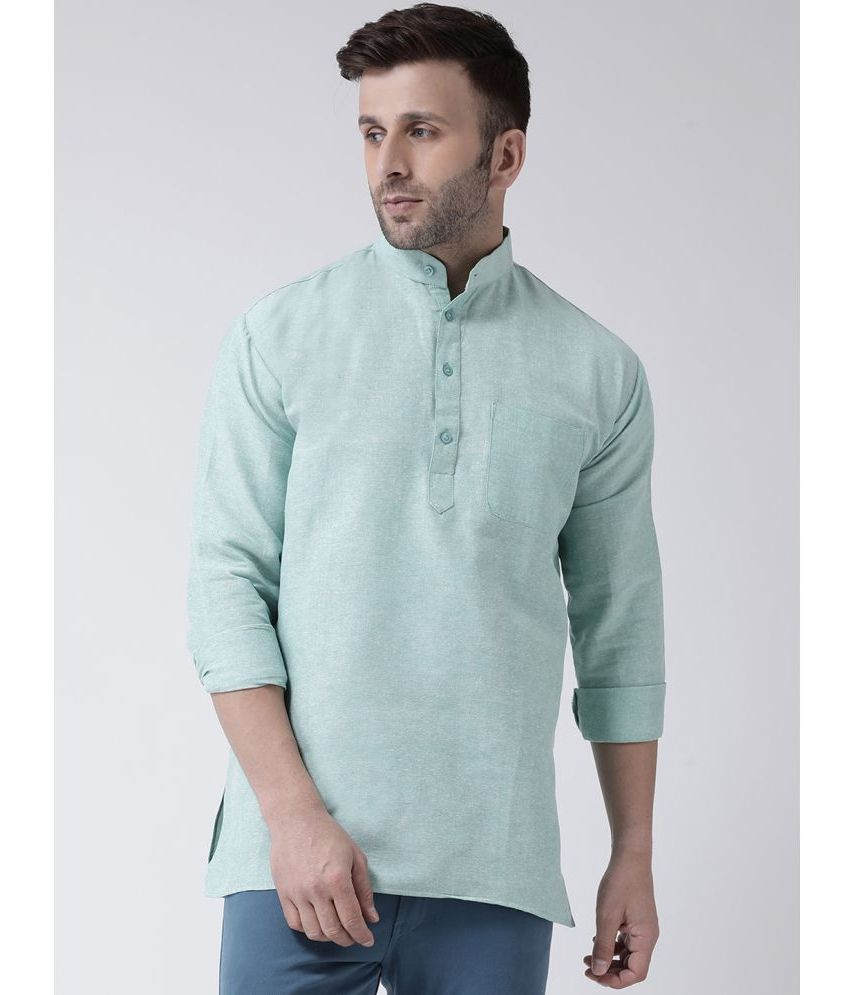     			KLOSET By RIAG - Green Cotton Men's Shirt Style Kurta ( Pack of 1 )