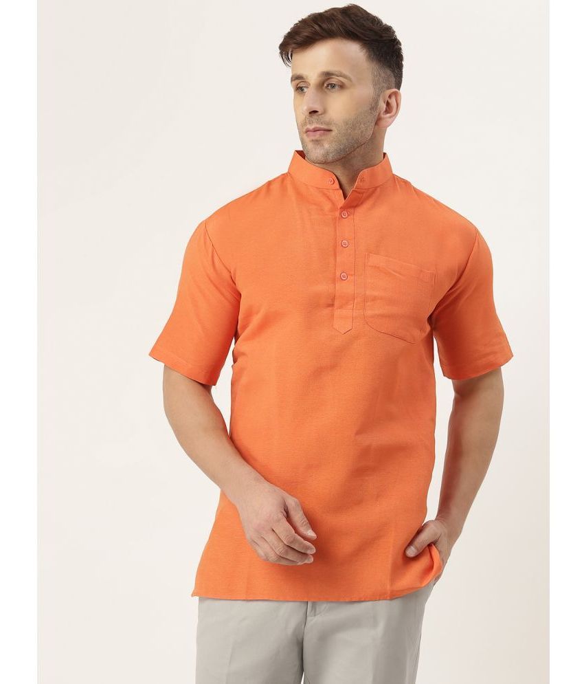     			KLOSET By RIAG - Orange Cotton Men's Shirt Style Kurta ( Pack of 1 )