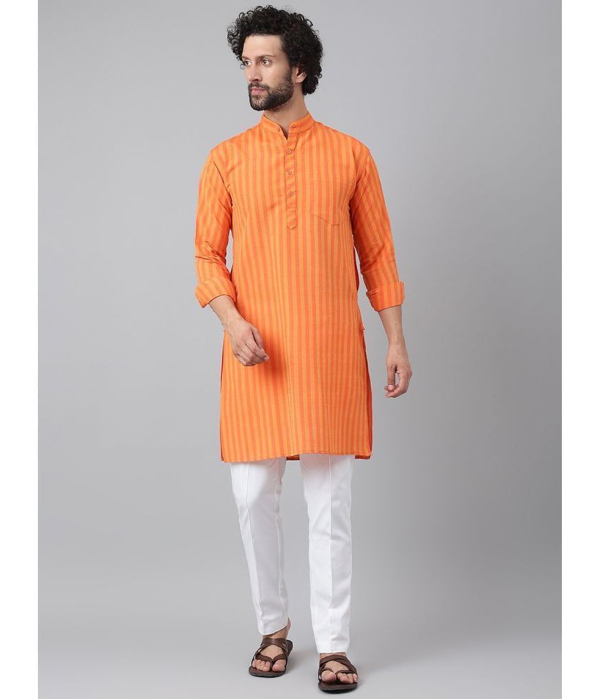     			KLOSET By RIAG - Orange Cotton Men's Regular Kurta ( Pack of 1 )