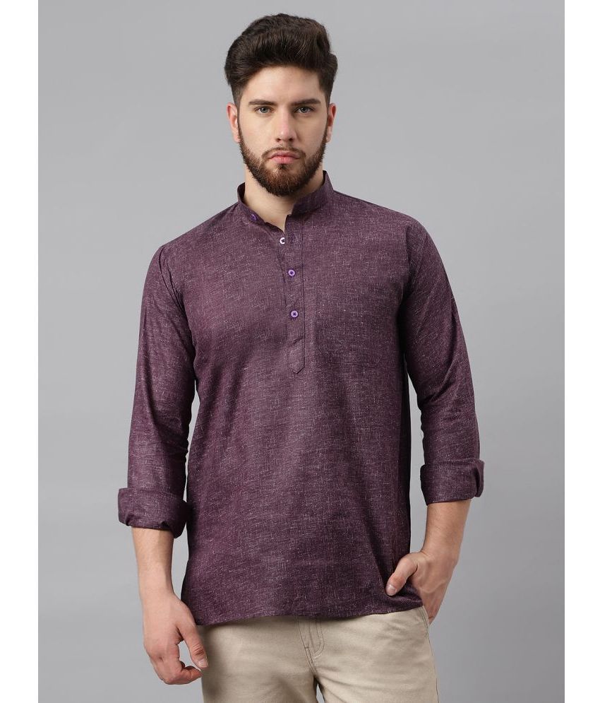     			KLOSET By RIAG - Purple Cotton Men's Shirt Style Kurta ( Pack of 1 )
