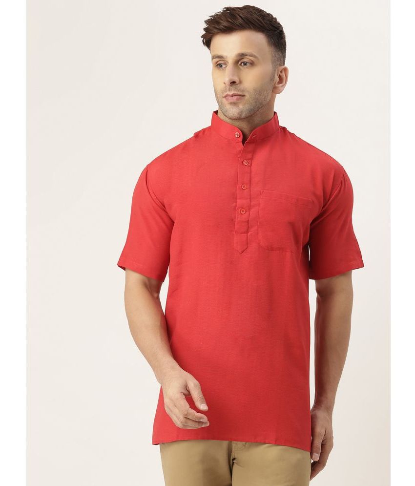     			KLOSET By RIAG - Red Cotton Men's Shirt Style Kurta ( Pack of 1 )