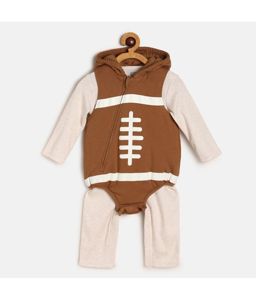     			MINI KLUB Brown Cotton Baby Boy Dungaree Sets ( Pack of 1 )