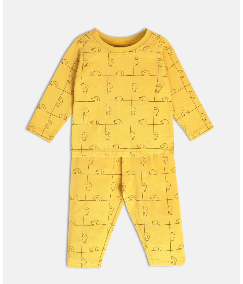     			MINI KLUB Yellow Cotton Baby Boy T-Shirt & Trouser ( Pack of 1 )