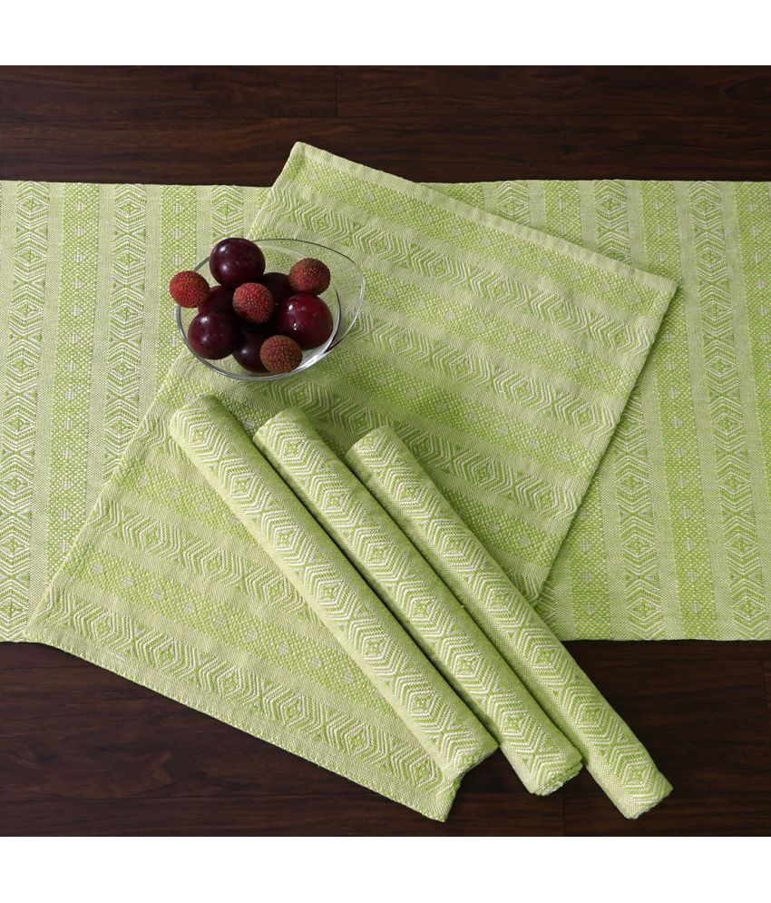     			ODE & CLEO Kitchen Linen Set of 7 Cotton Dining Table Mat's and Runner
