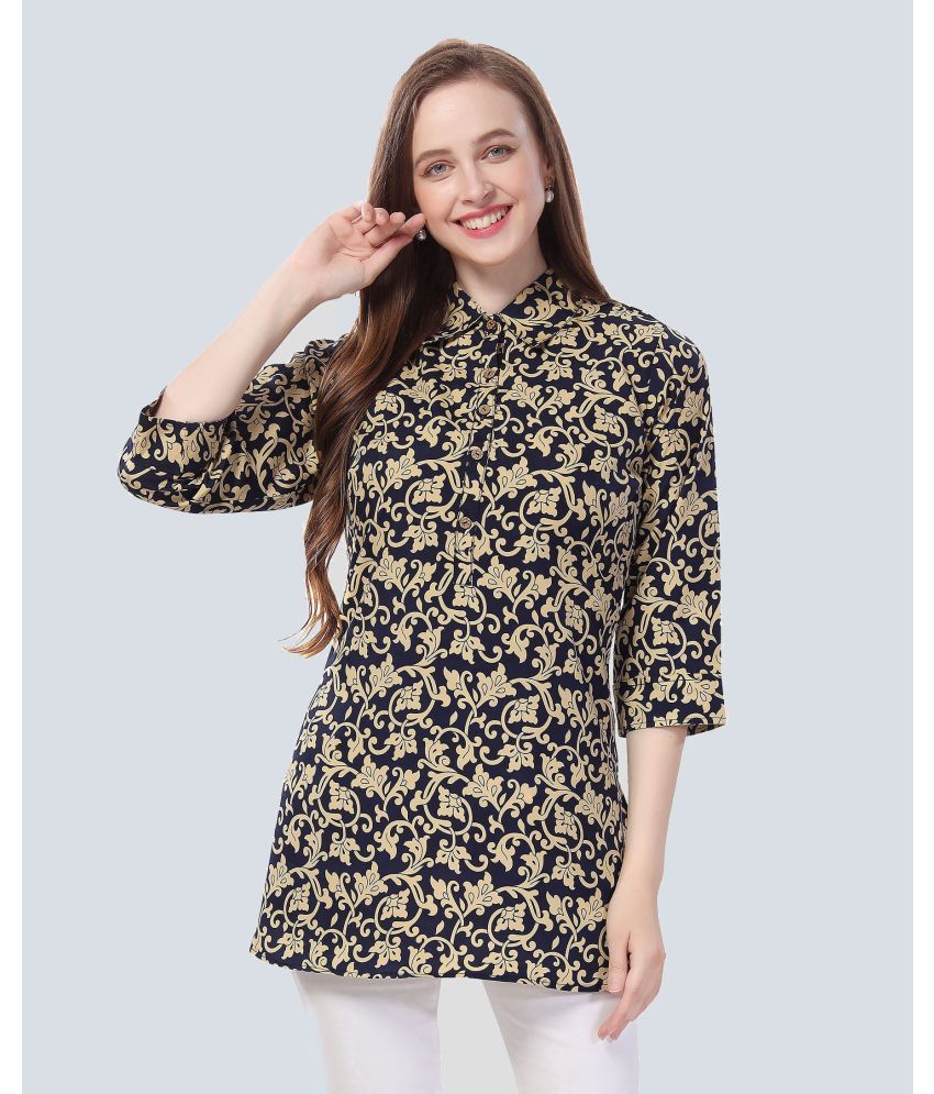     			Meher Impex Crepe Printed Straight Women's Kurti - Navy ( Pack of 1 )