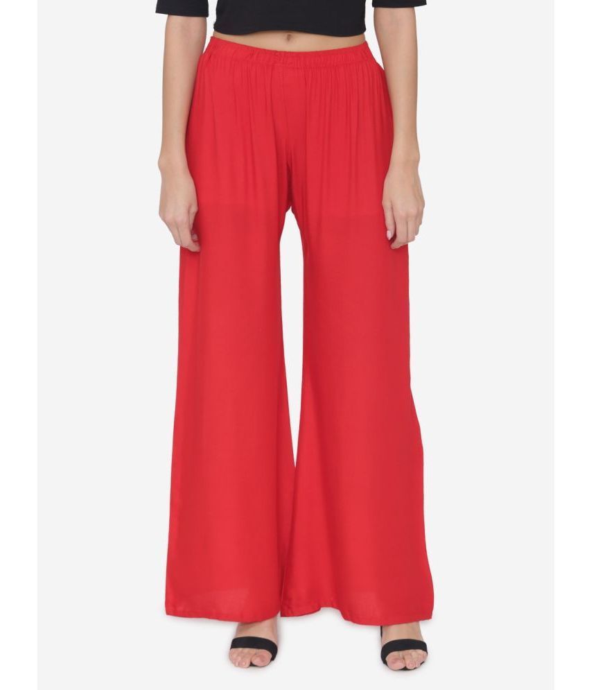     			N-Gal - Red Rayon Wide leg Women's Palazzos ( Pack of 1 )