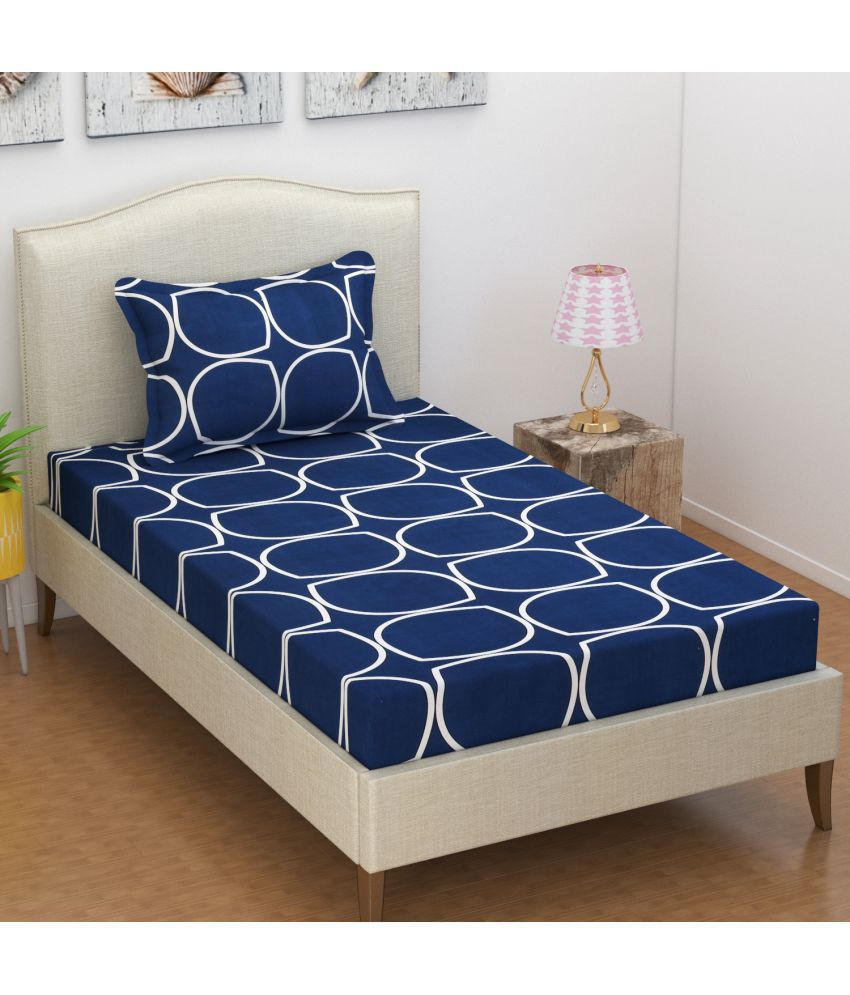     			Nirwana Decor Microfiber Abstract Single Bedsheet with 1 Pillow Cover - Blue
