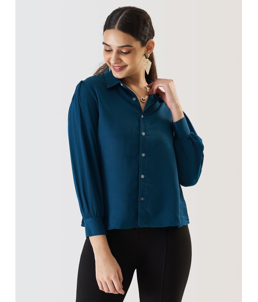     			Prettify Navy Blue Viscose Women's Shirt Style Top ( Pack of 1 )
