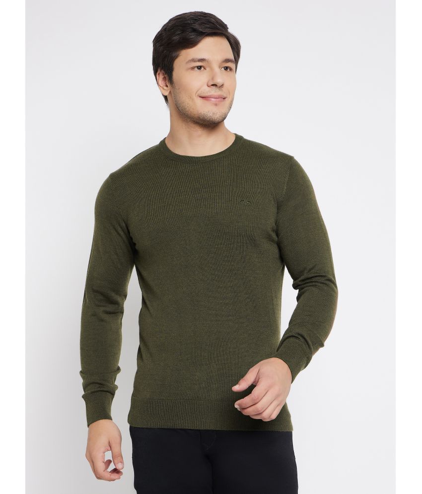     			98 Degree North Woollen Blend Round Neck Men's Full Sleeves Pullover Sweater - Olive ( Pack of 1 )