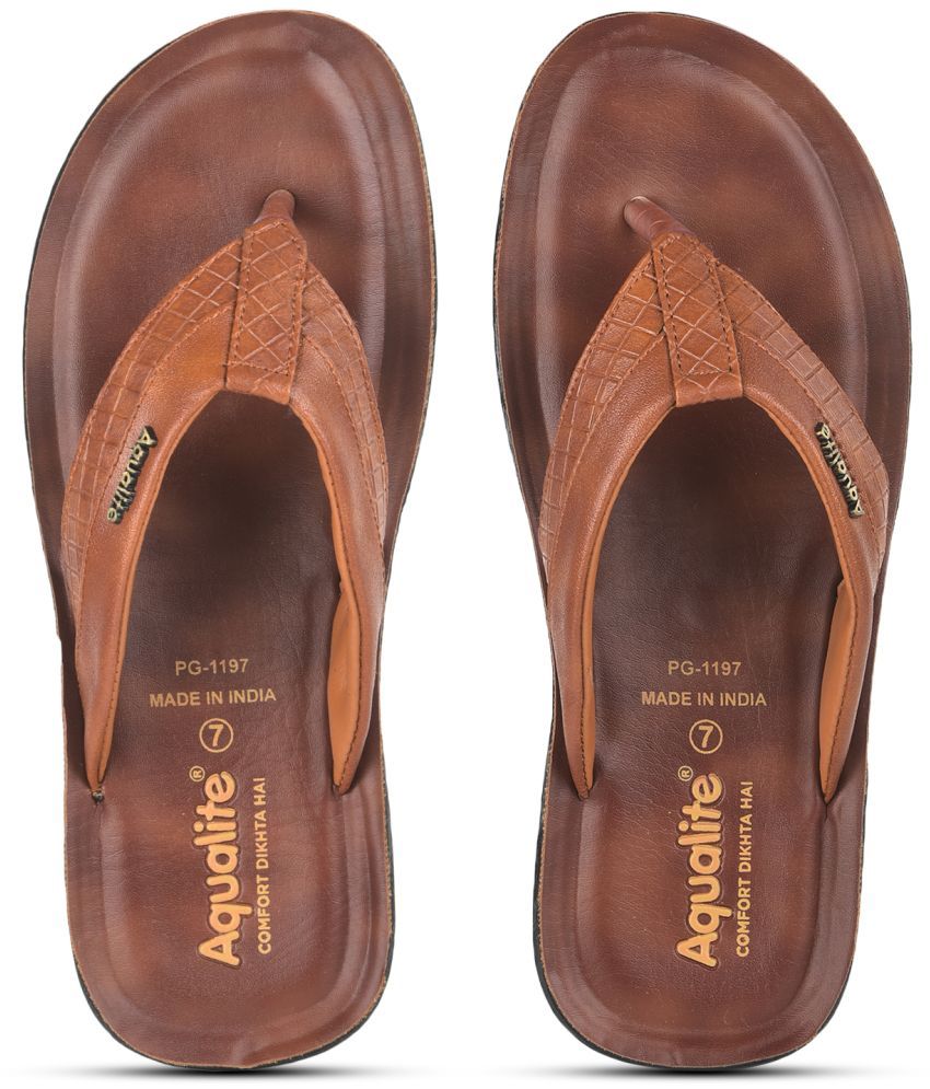     			Aqualite Tan Men's Thong Flip Flop