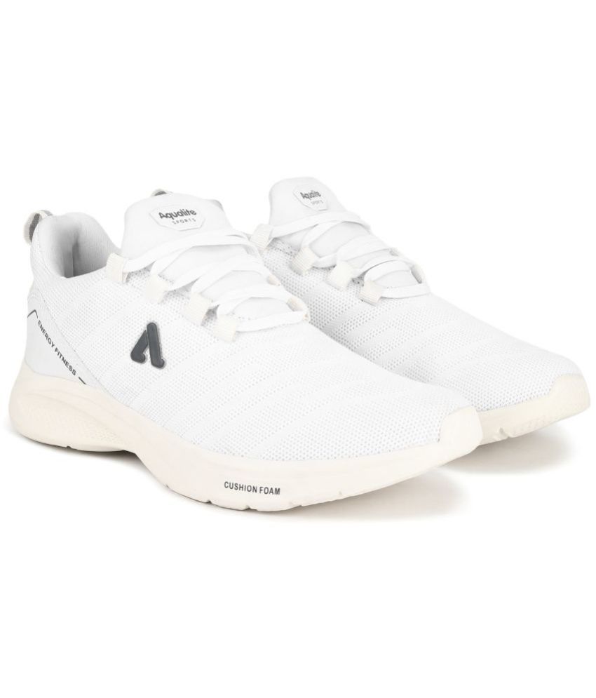     			Aqualite White Men's Sports Running Shoes